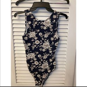 American Eagle Navy Floral Lowback Bodysuit